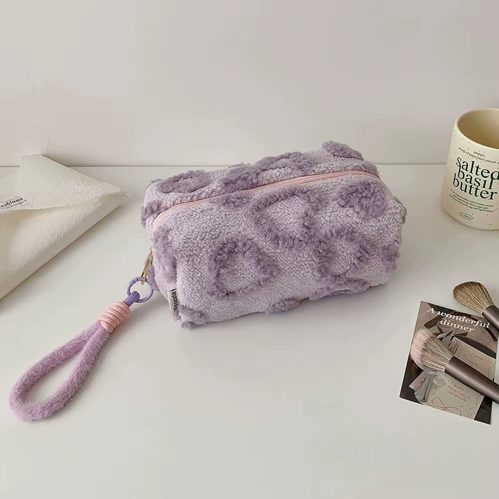 Hearts Plush Makeup Pouch