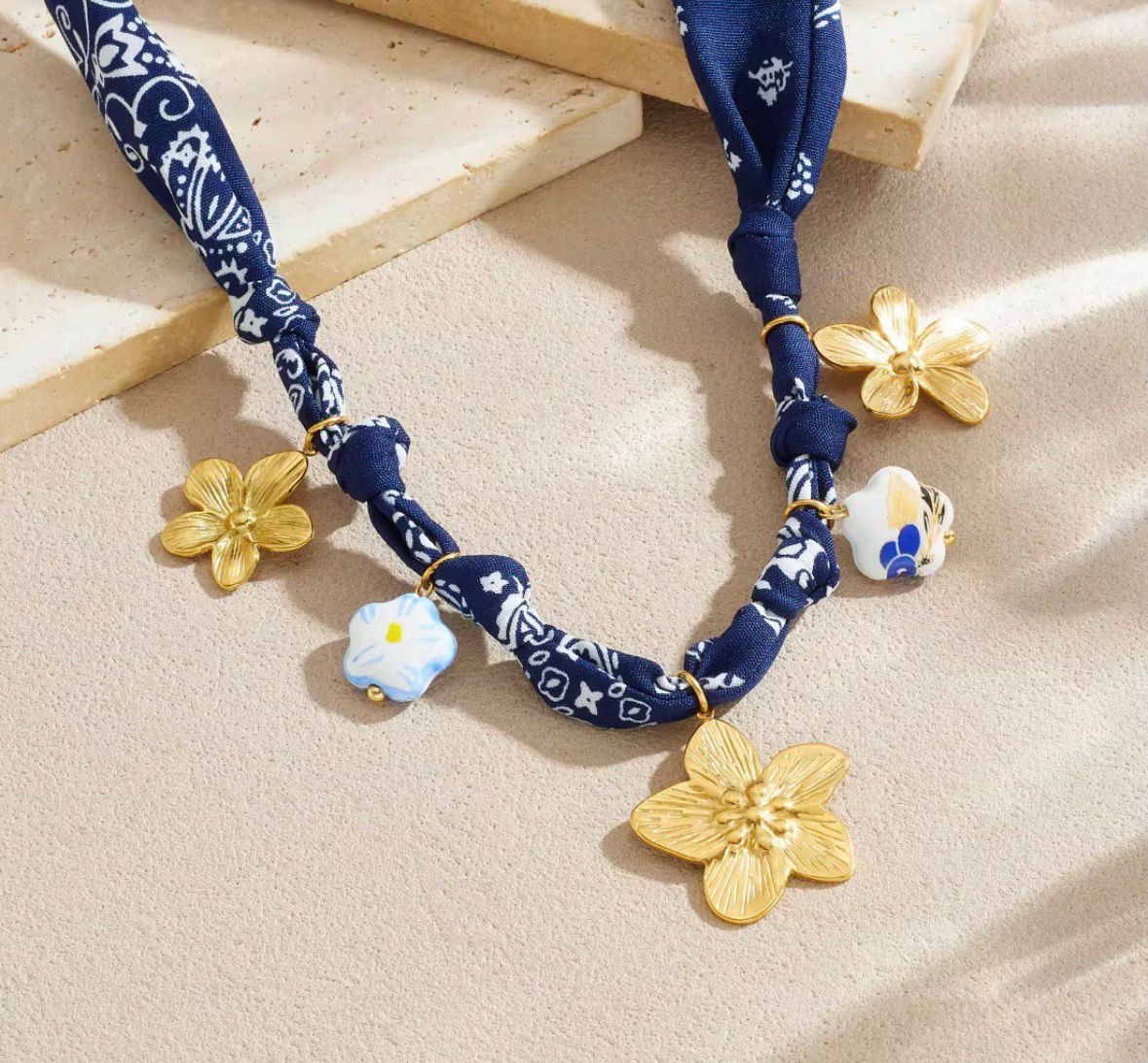 Scarf Necklace with Charms