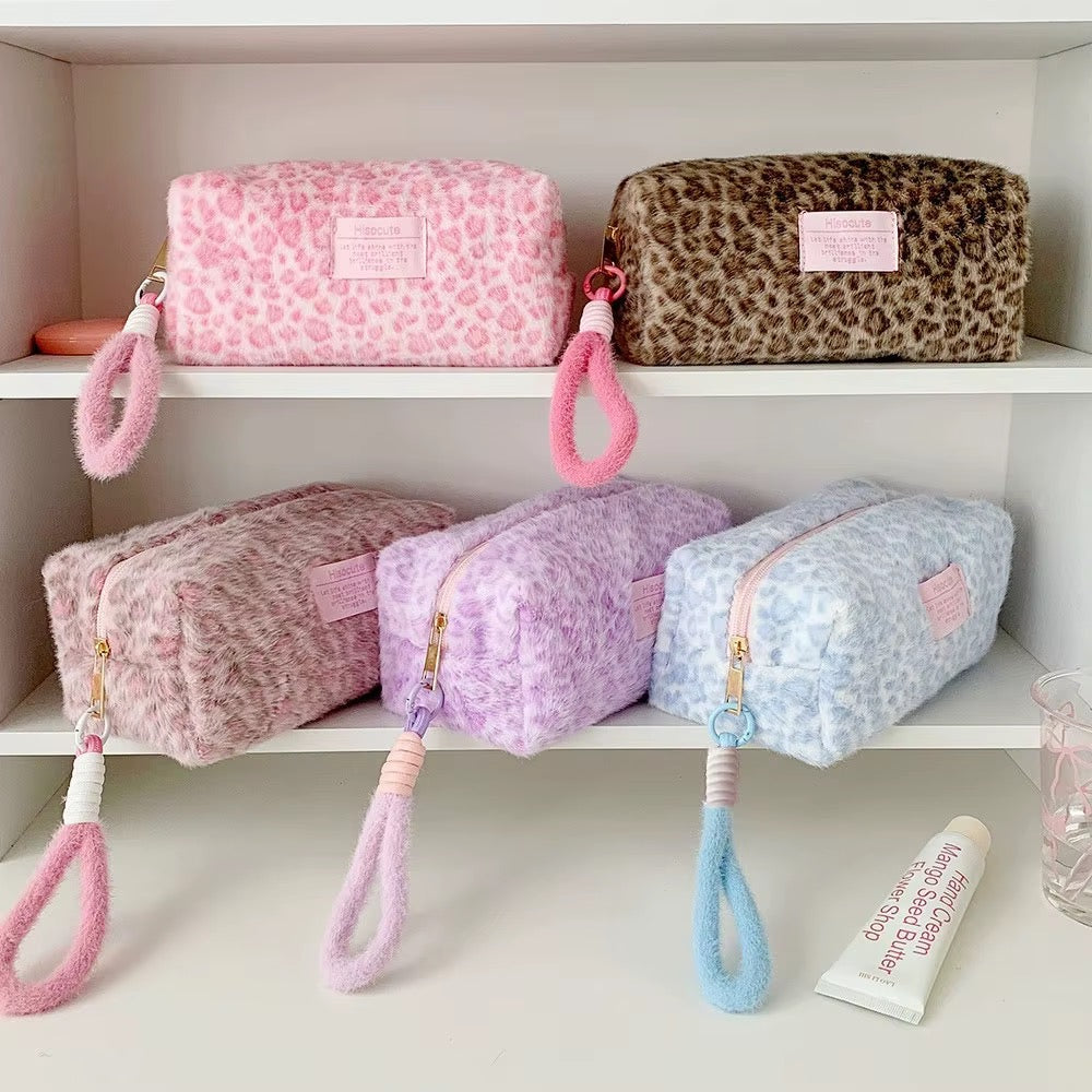 Leopard Plush Makeup Pouch
