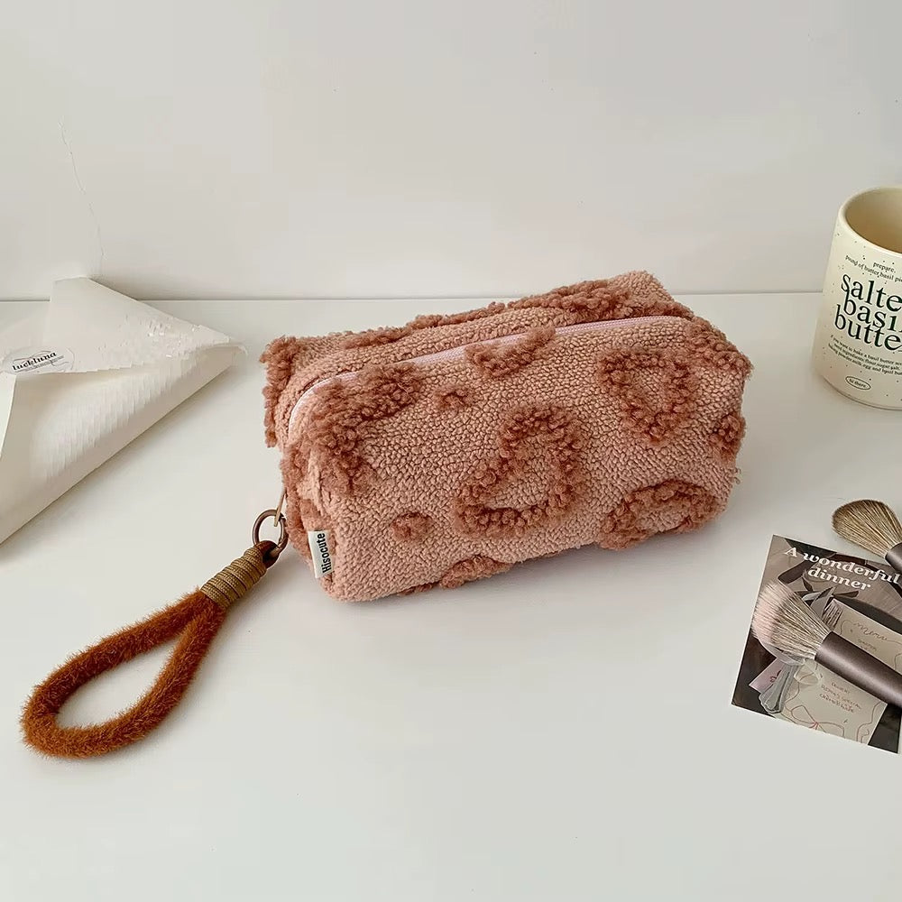 Hearts Plush Makeup Pouch