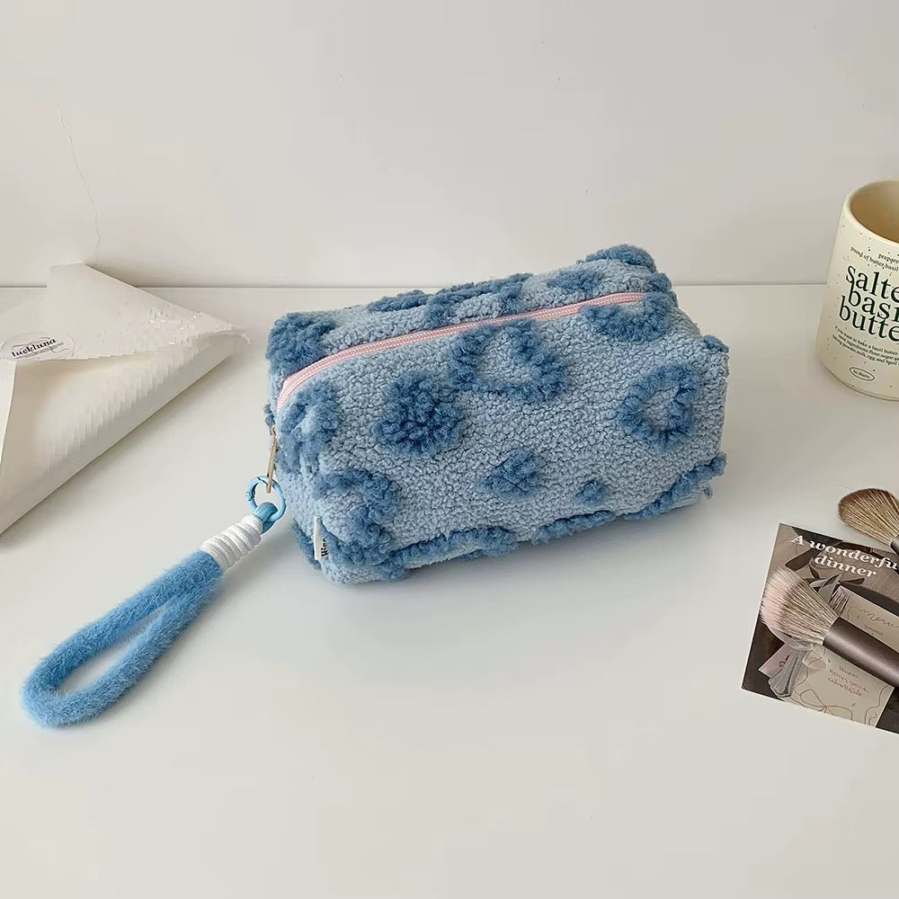 Hearts Plush Makeup Pouch