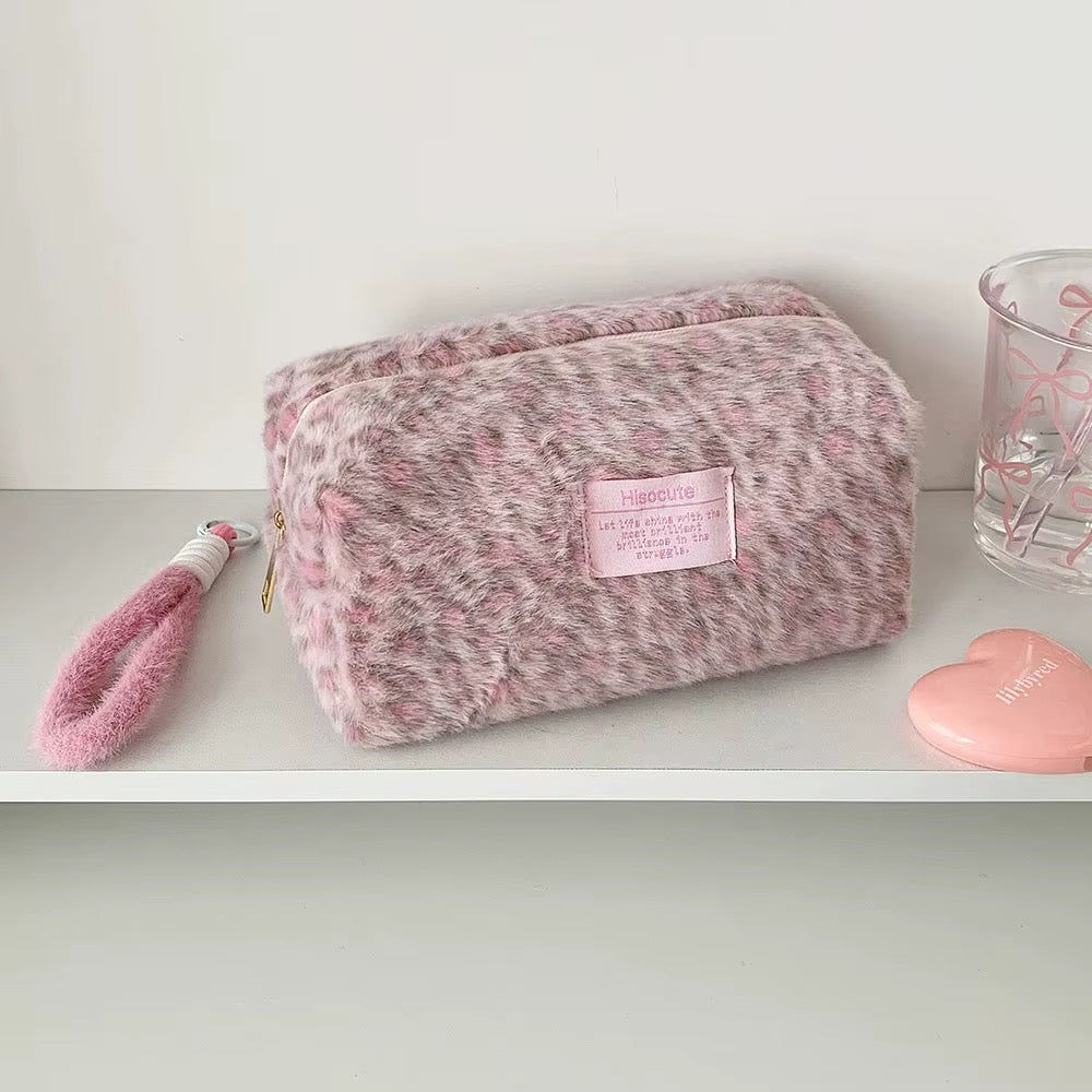 Leopard Plush Makeup Pouch