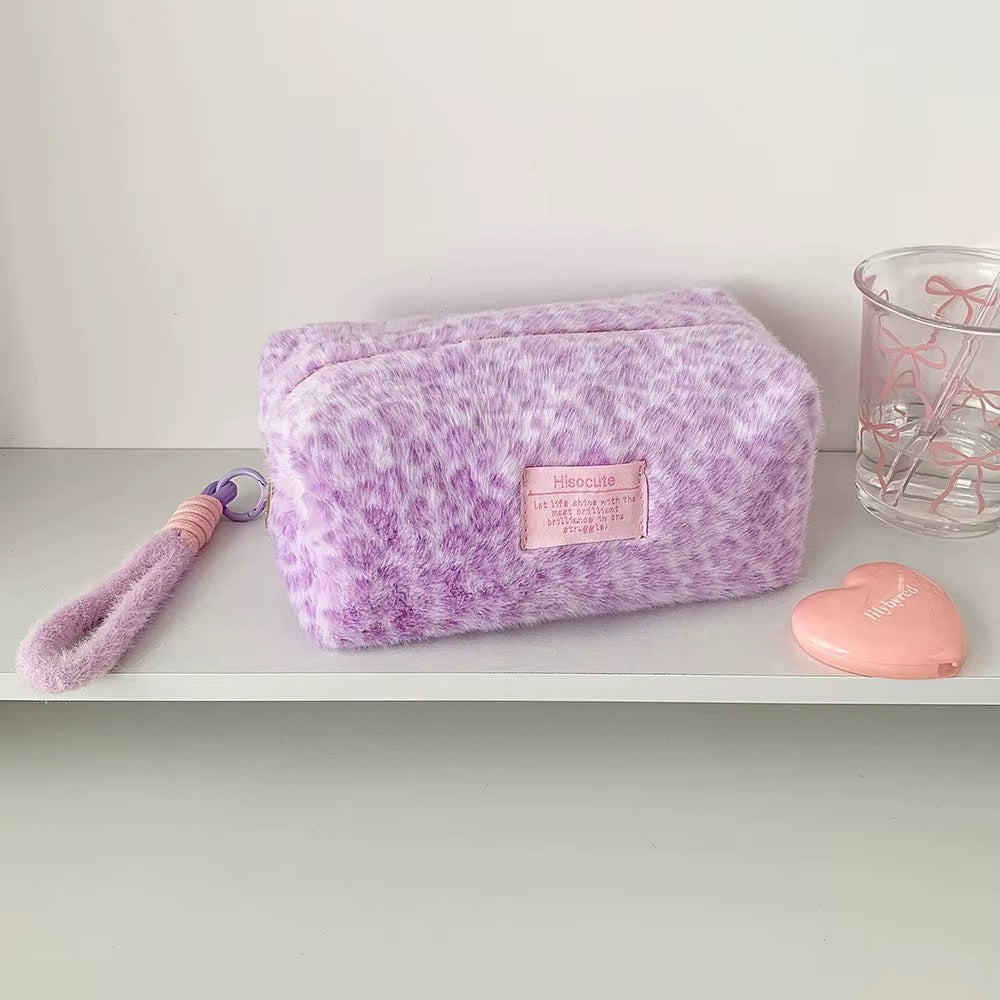 Leopard Plush Makeup Pouch