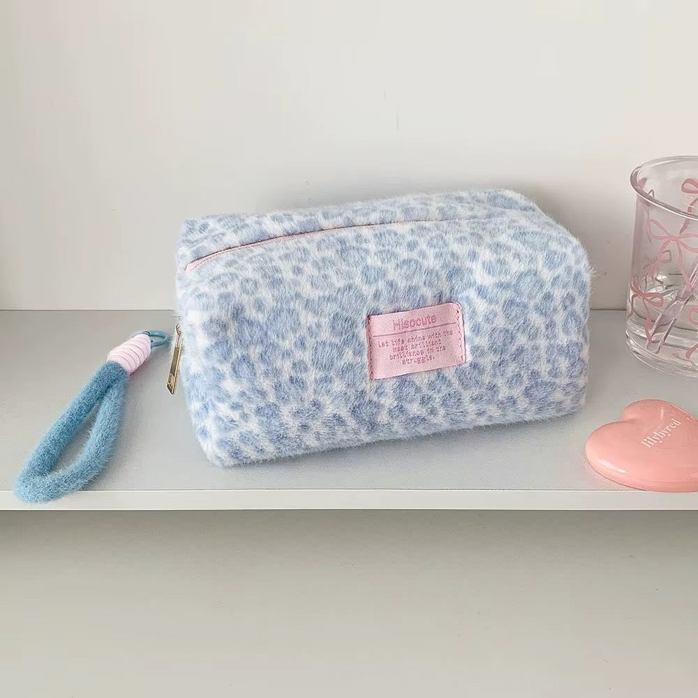 Leopard Plush Makeup Pouch