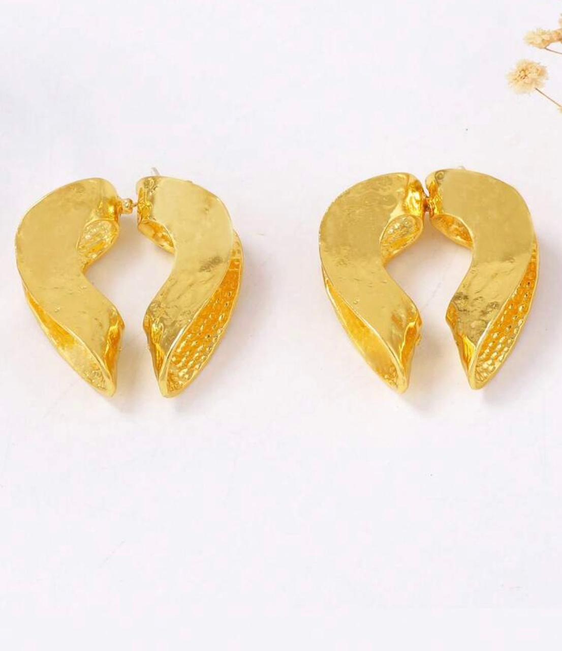 Abstract Heart Gold Earrings