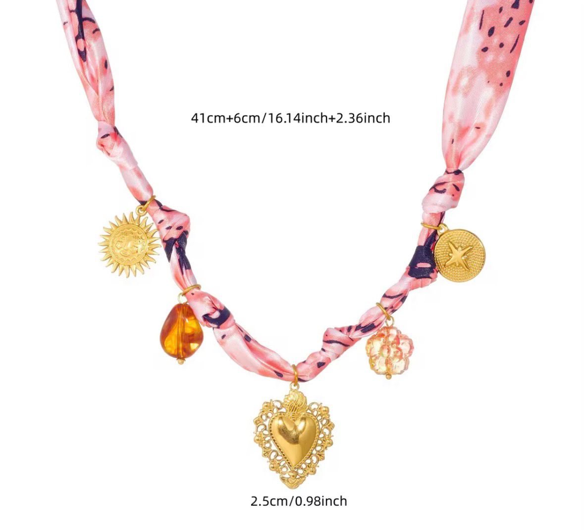 Scarf Necklace with Charms