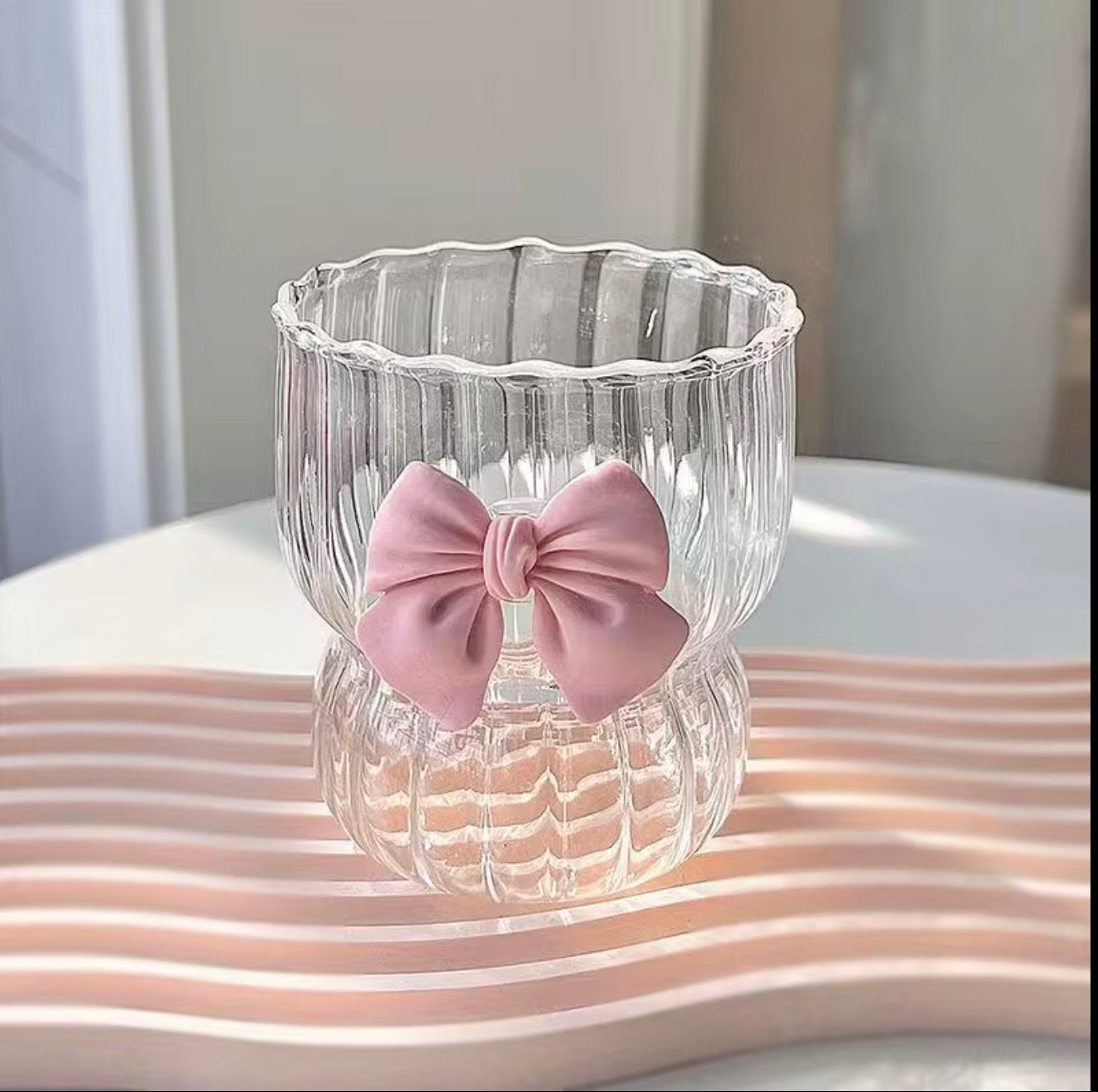 Pink Bow Cup with Straw