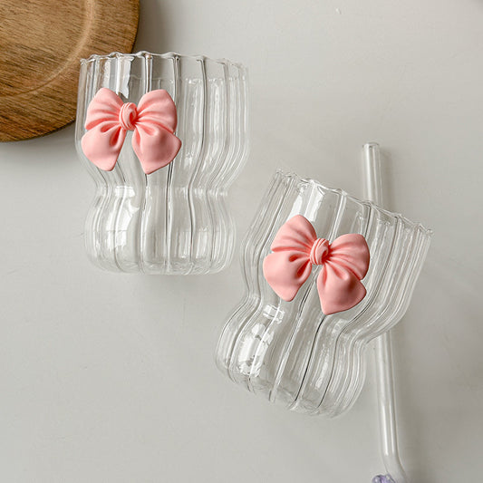 Pink Bow Cup with Straw