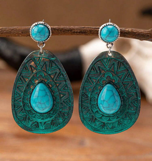 Blue Stones Drop Earrings
