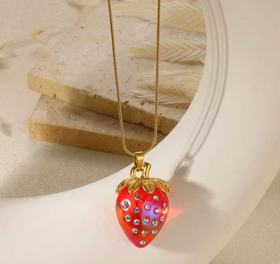 Strawberry Stainless Steel Long Necklace