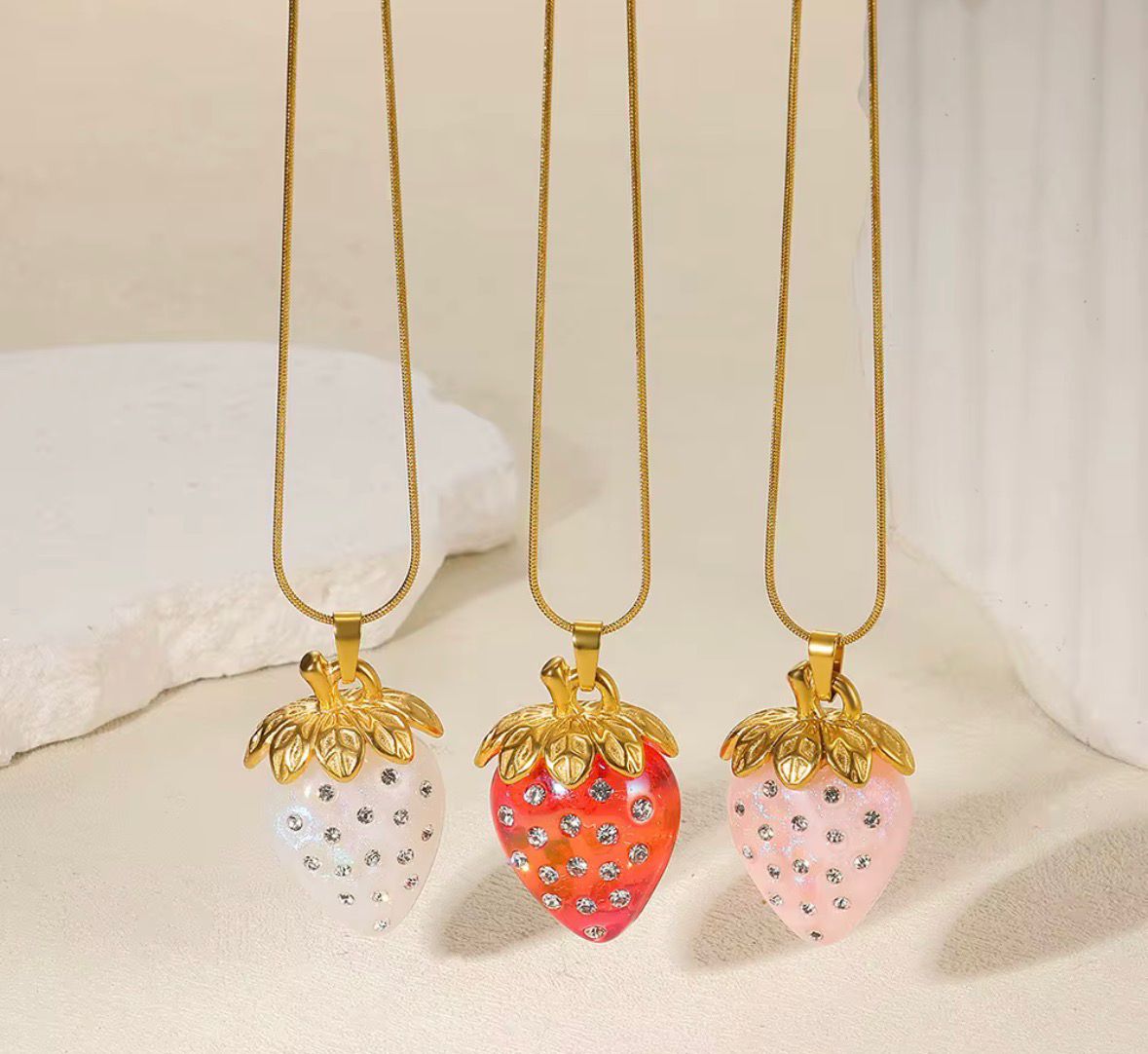 Strawberry Stainless Steel Long Necklace