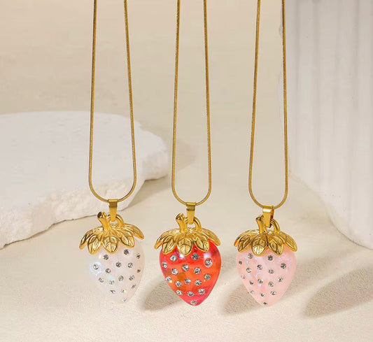 Strawberry Stainless Steel Long Necklace