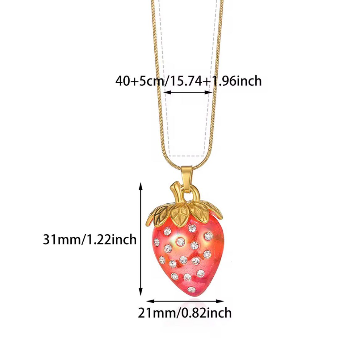 Strawberry Stainless Steel Long Necklace